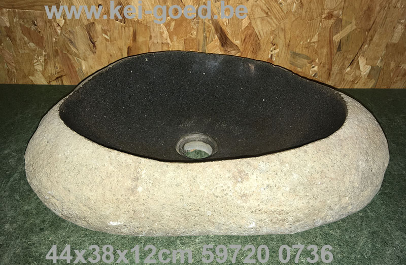 wastafel riviersteen 44x38x12cm 0736 - Afbeelding 2