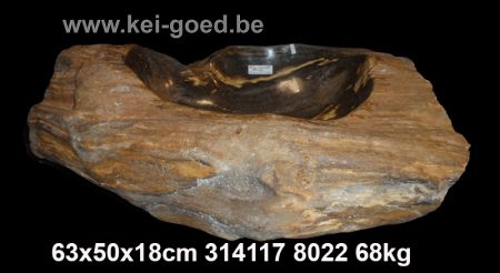 Versteend houten wasbak fossiel hout
