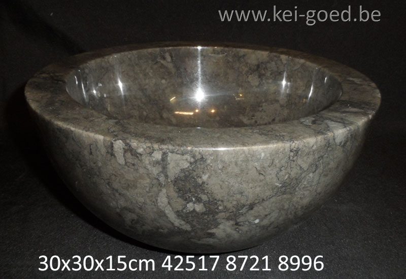 grijze marmer luxe waskom 30x30x15cm 8721 - Afbeelding 3