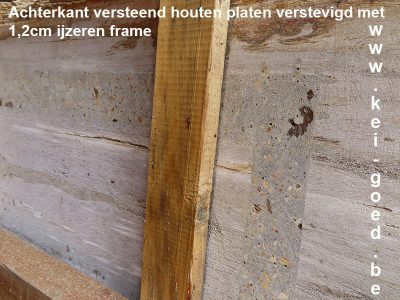 versteend houten blad verstevigd met ijzer