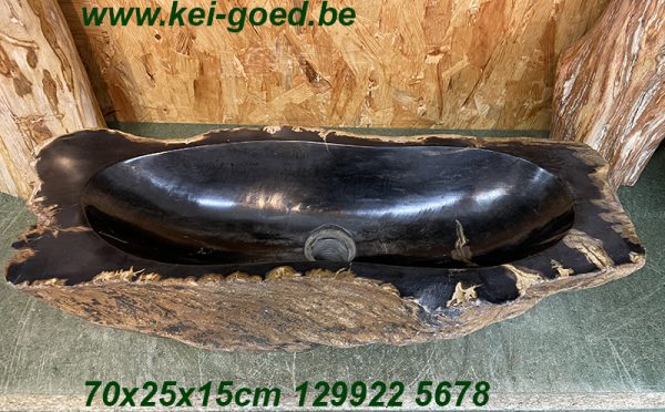 Lavabo à encastrer en bois pétrifié