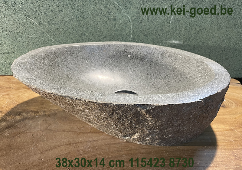 natuurstenen gootsteen van riviersteen 42x32x14cm 8726 - Afbeelding 3