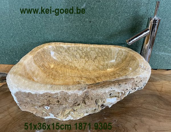 Raw formed onyx marble sink