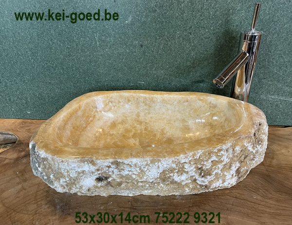 opbouw wastafel hony onyx marmer