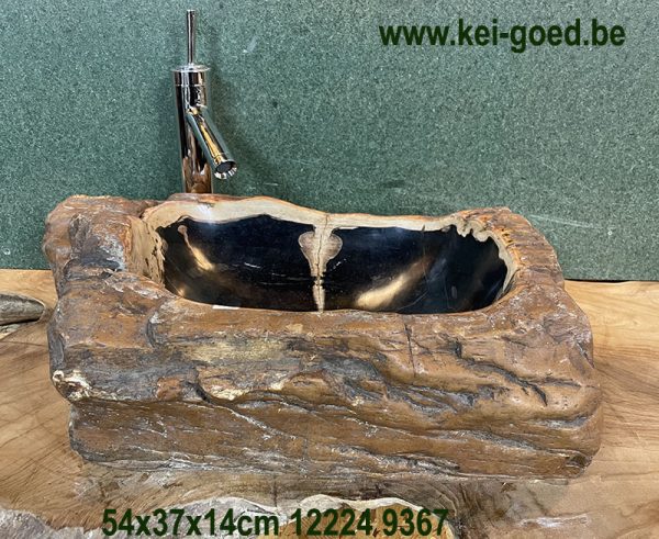 petrified wood wash basin black and brown in color