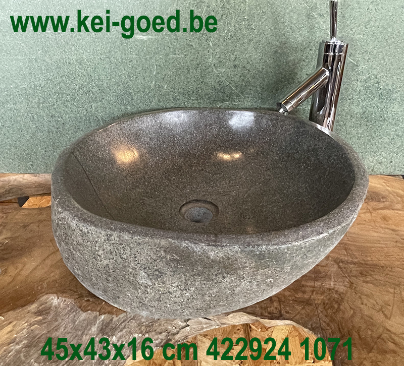 stoere gootsteen van riviersteen 45x43x16 cm 1071 - Afbeelding 3