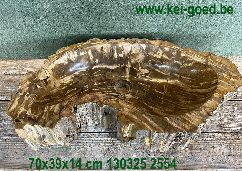 Bijzonder, wasbak van versteend hout