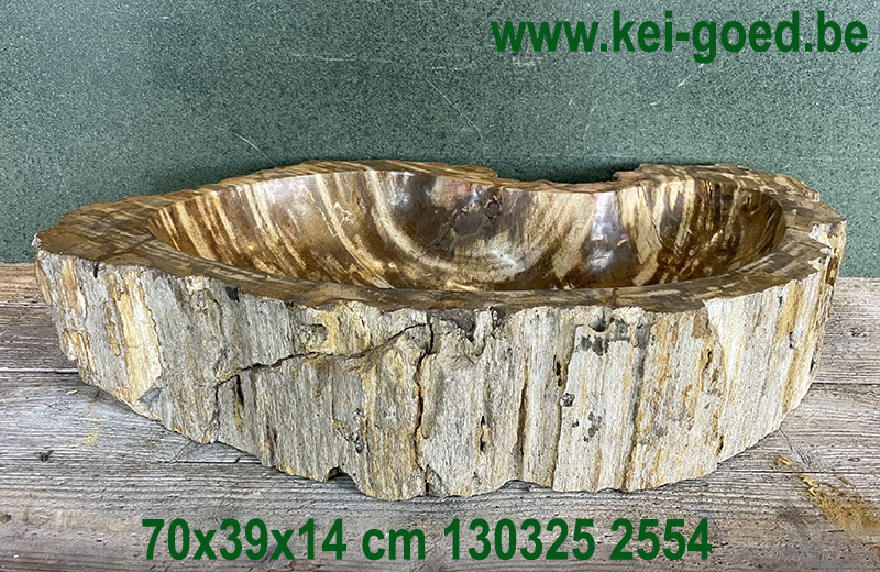 Bijzonder,wasbak van versteend hout 70x39x14 cm 2554 - Afbeelding 4