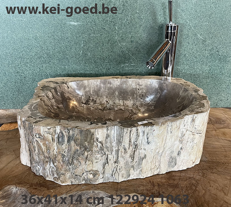 Bijzondere Beige fossiel stenen waskom