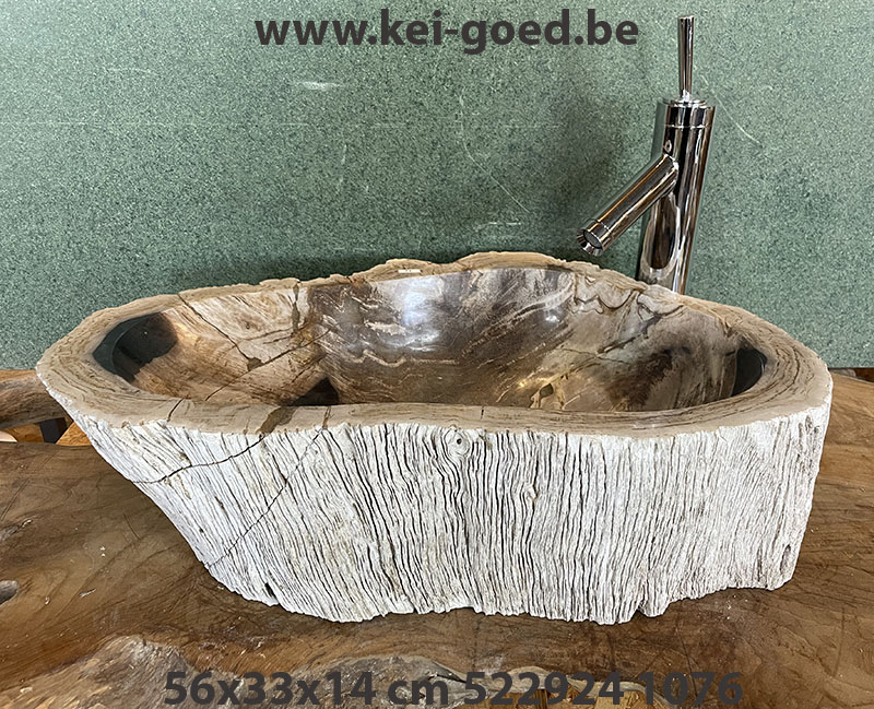 Opbouw wasbak fossiel hout